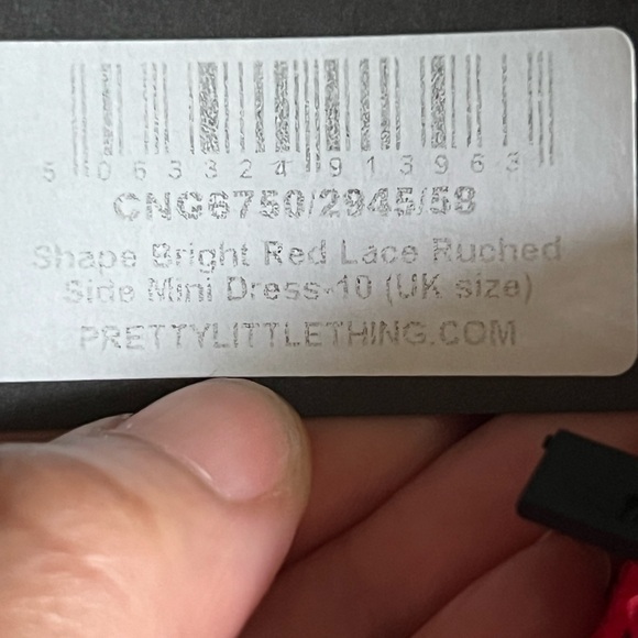 PrettyLittleThing Shape Bright Red Lace Ruched Side Mini Dress Size 6 NWT - Picture 6 of 7